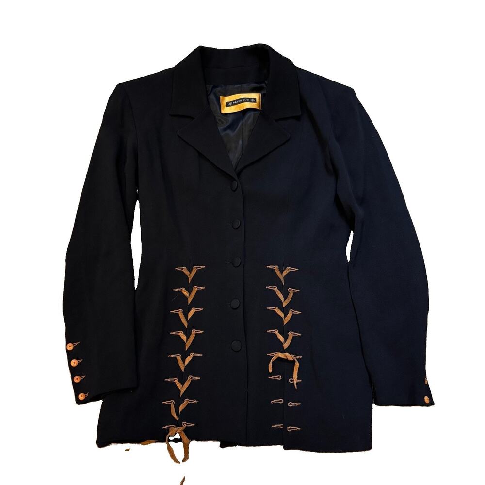 Plein Sud Vintage 90s Archive Black Wool Corset Lace Up Blazer Jacket 40 | 8*